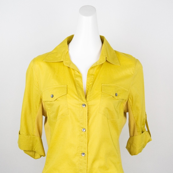 Sandra Ingrish Mustard Yellow Button Up Blouse - Picture 5 of 5